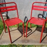 Set of 4 Tolix T2 chairs & vintage white table