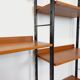 Vintage Italian double modular shelf bookcase in teak and metal