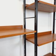 Vintage Italian double modular shelf bookcase in teak and metal