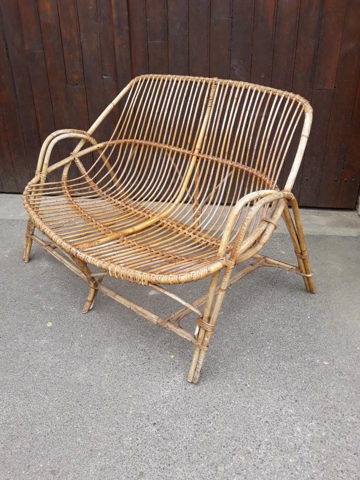 Old rattan bench