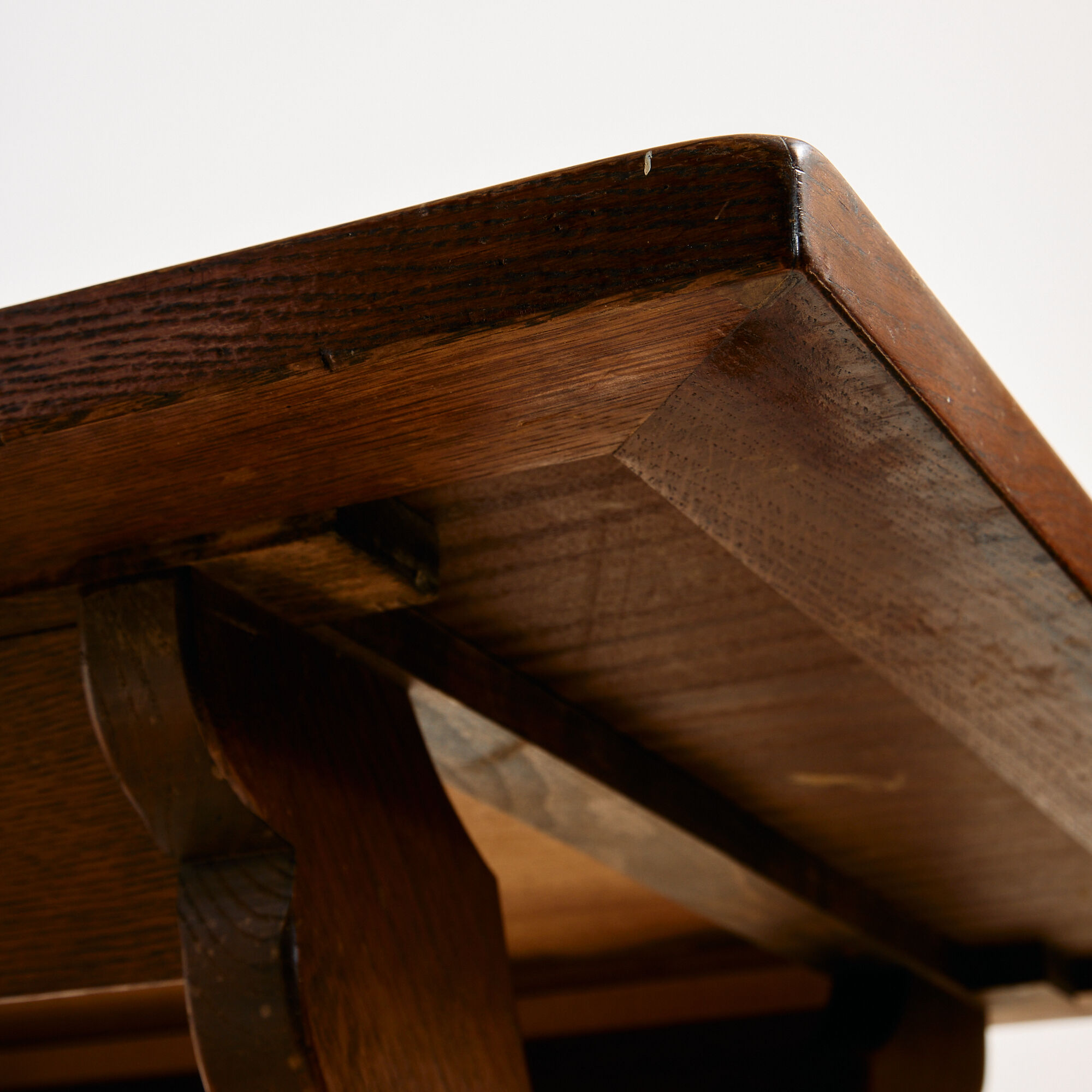 Brutalist oak dining set, set of 7.