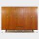 XL Vintage mid century modern 5-door wardrobe in teak, Italian style 1960s