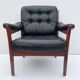 Vintage black leather lounge chair by gote mobler 1970s