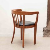 Stoelcker chair in black faux leather and oak