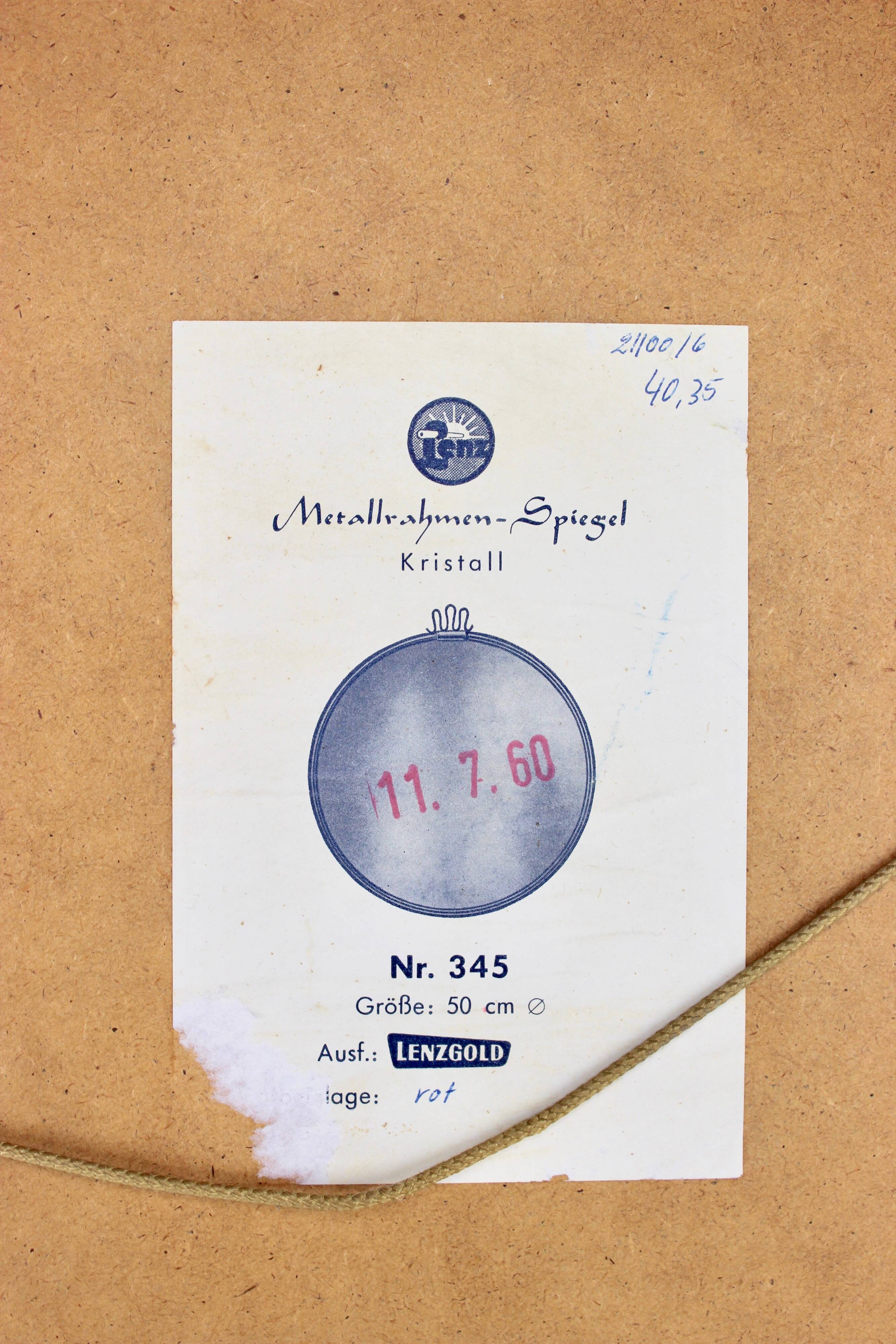 Mid Century wall mirror round 60s 50cm