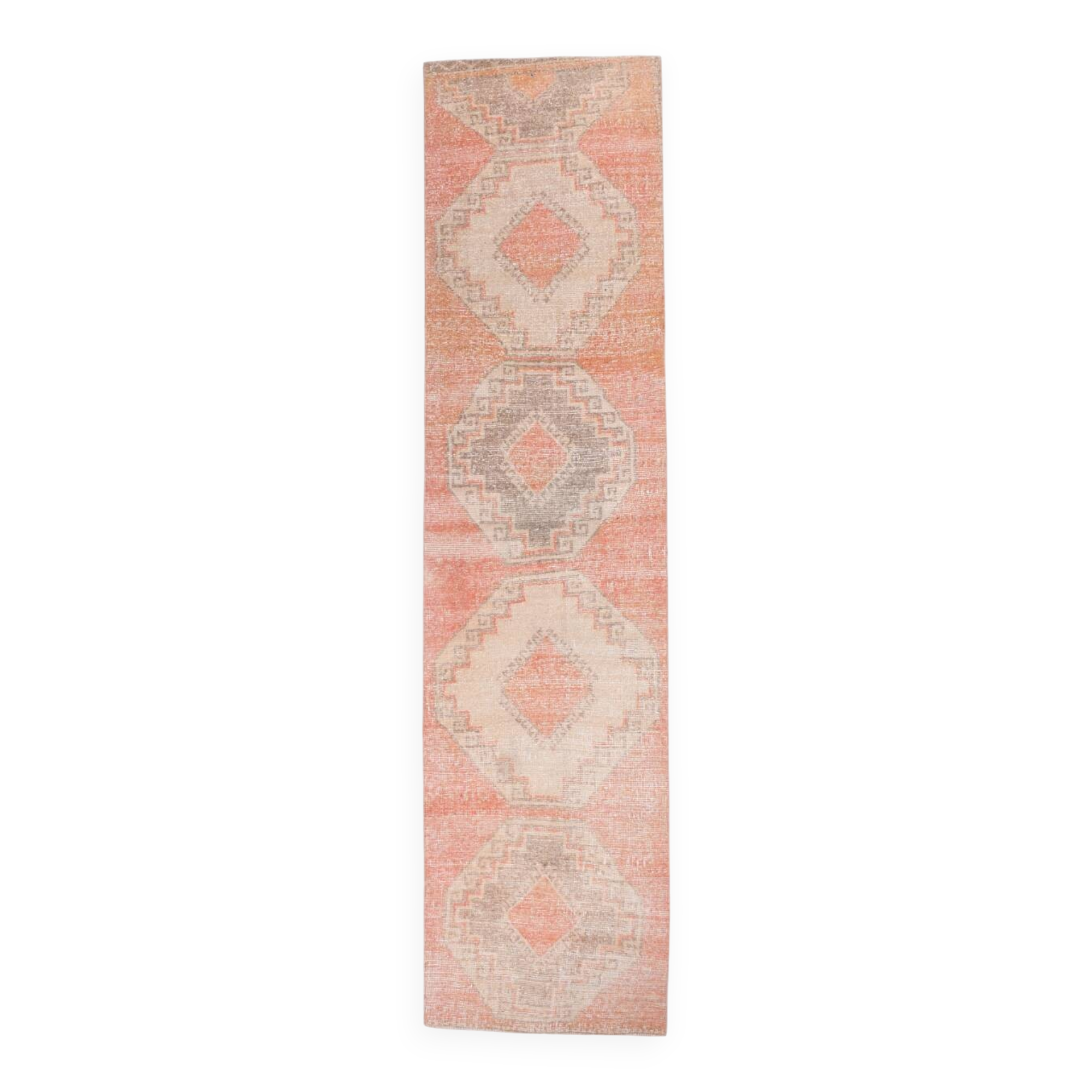 3x12 Pale Red & Brown Vintage Runner Rug, 82x336Cm