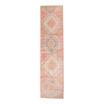 3x12 Pale Red & Brown Vintage Runner Rug, 82x336Cm