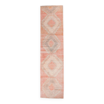 3x12 Pale Red & Brown Vintage Runner Rug, 82x336Cm