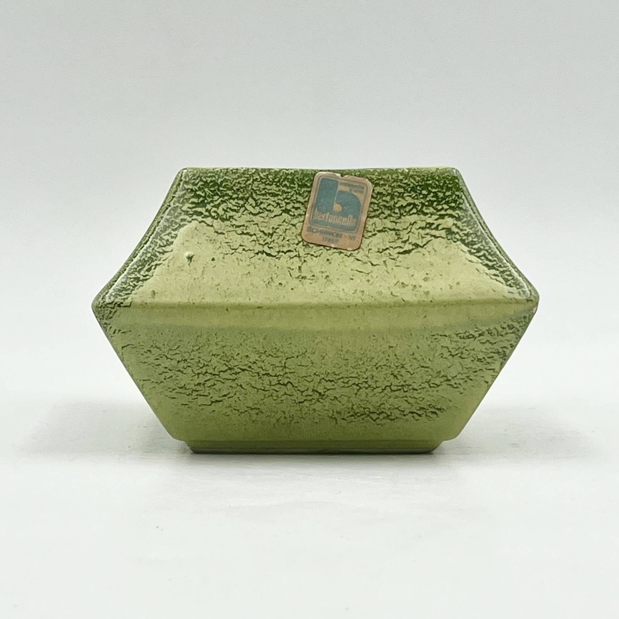 Vintage Ceramic Vase in Sage Green Bertoncello Handmade Decor, Italy, 1970s