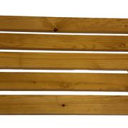 Vintage Scandinavian modern pinewood slatted bench from the 1960's