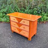 1960s rattan chest of drawers