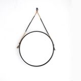 Vintage round steel mirror, Italy, 1970s.