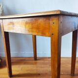 Antique farm table in solid blond walnut