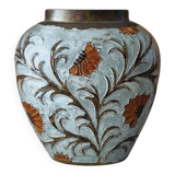 Vintage enamelled brass vase