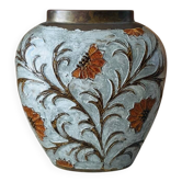 Vase vintage en laiton émaillé