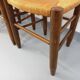 Set of 4 vintage brutalist chairs in wood and straw from the 1960s.