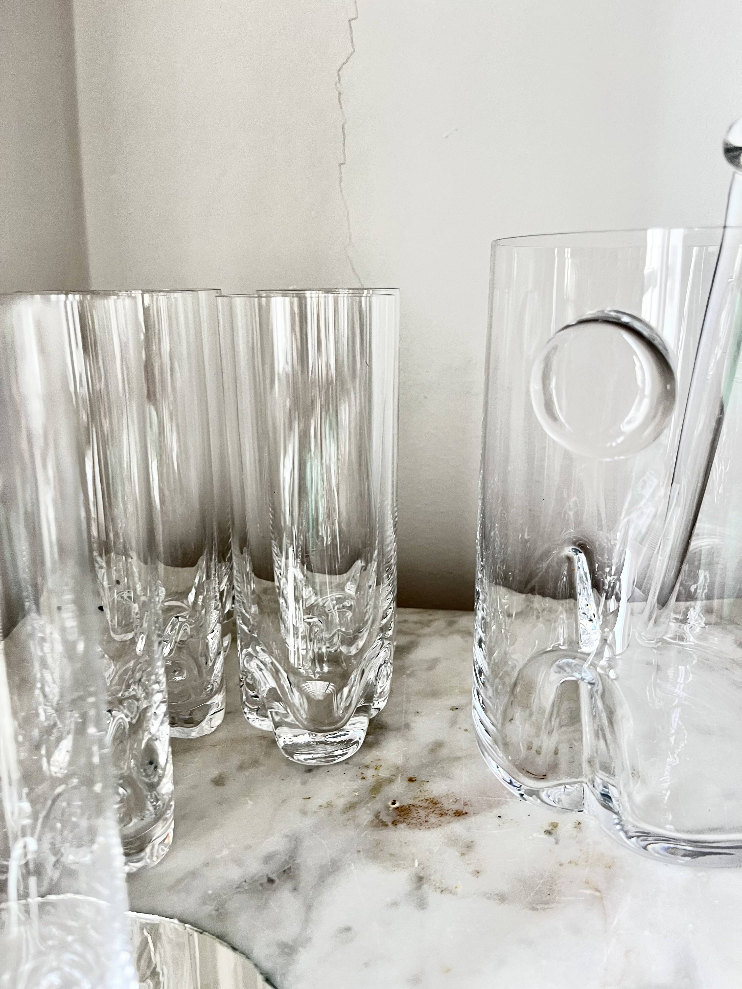 Vintage Bohemian Crystal Ice Bucket & 6 Glasses, Czech Rep. 80s