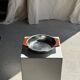 Shallow dish in stainless steel and wood H4 D20