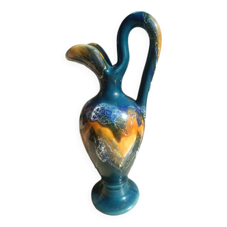 Signed Vallauris vase – 38 cm – Multicolored glazed ceramic – 1950s