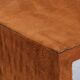 Pair of cognac suede side tables in the style of Jean Michel Frank.