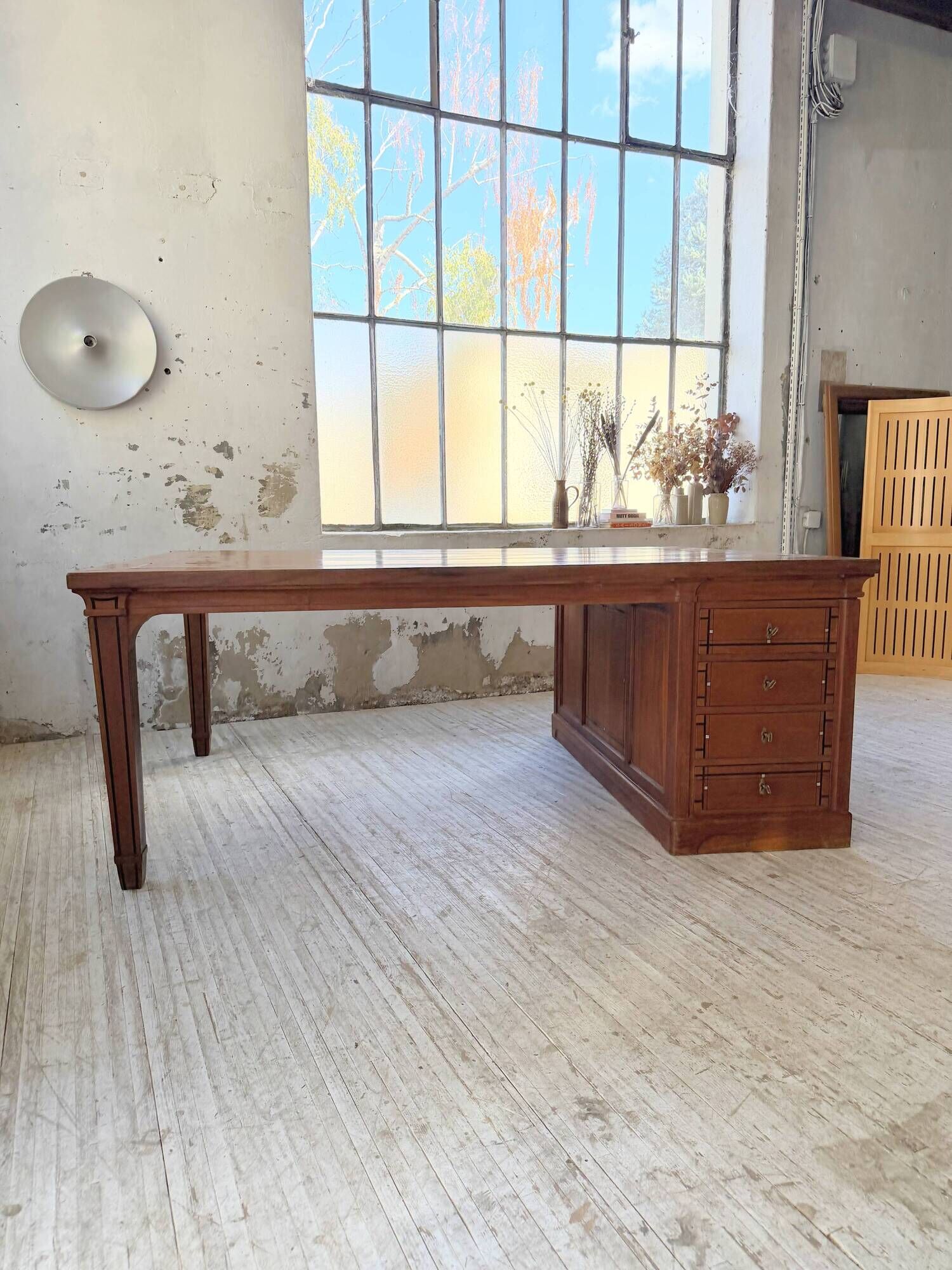 Double-sided walnut counter desk 1900