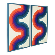 Set of 2 Fabric Panels in Verner Panton Style, 1970s