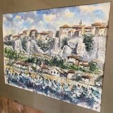 Watercolor of the village of Ménerbes in the Luberon