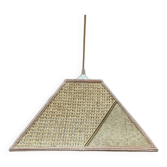 Rattan and fabric pendant light