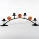 1970s Swedish Wrought Iron Candlestick with Orange Lindshammar Glass
