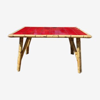 Bamboo and vintage ceramic dining table 60 years