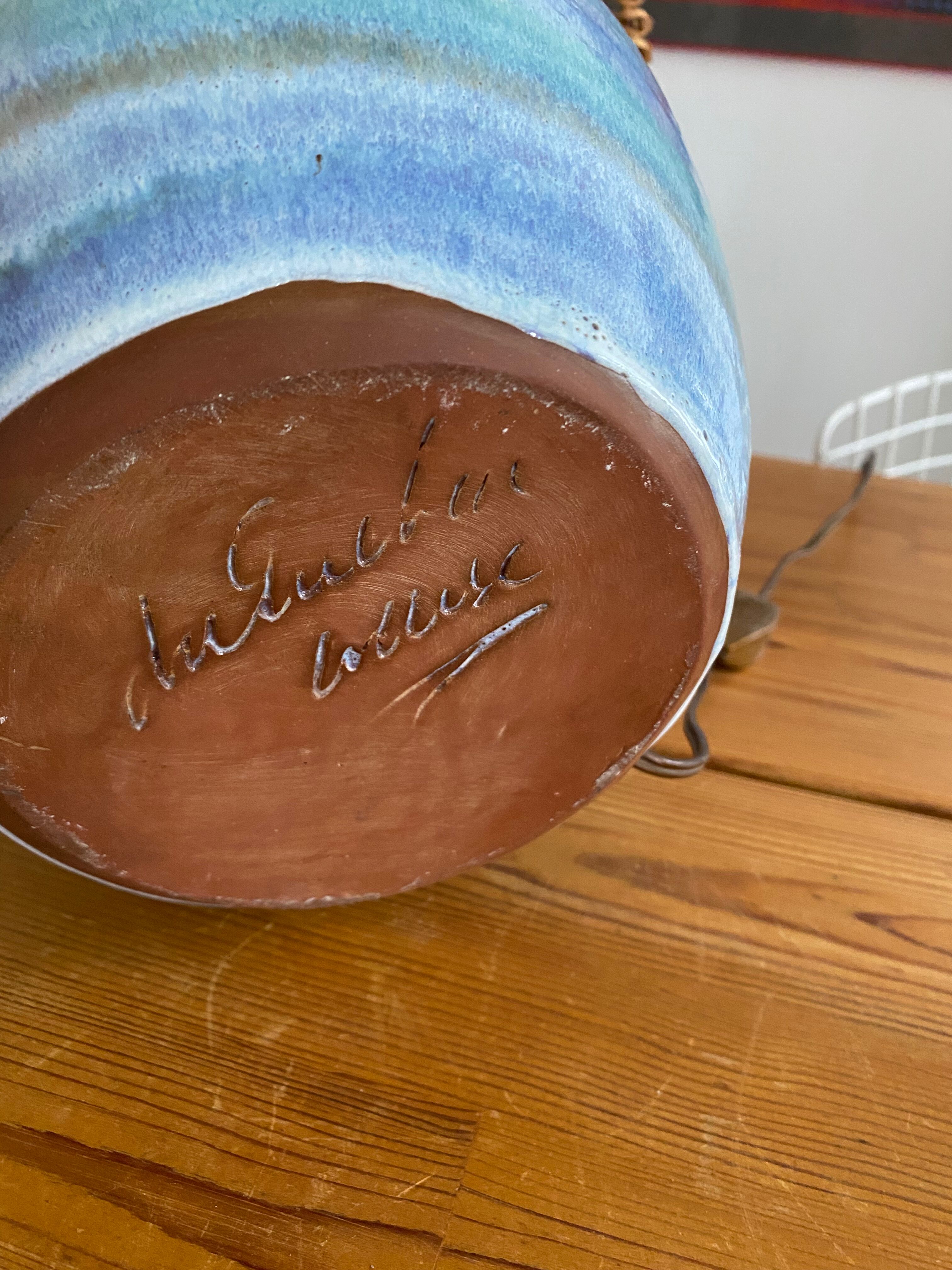 Ceramic lamp signed vintage