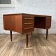 Vintage scandinavian double-sided teak desk by andreas pedersen, 60s