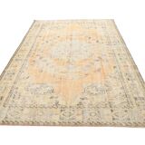 6x9 Peach Orange & Cream Geometric Vintage Rug, 179x288Cm