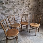 Set of 4 Fischel bentwood bistro chairs, Czechoslovakia, circa 1930–1950.