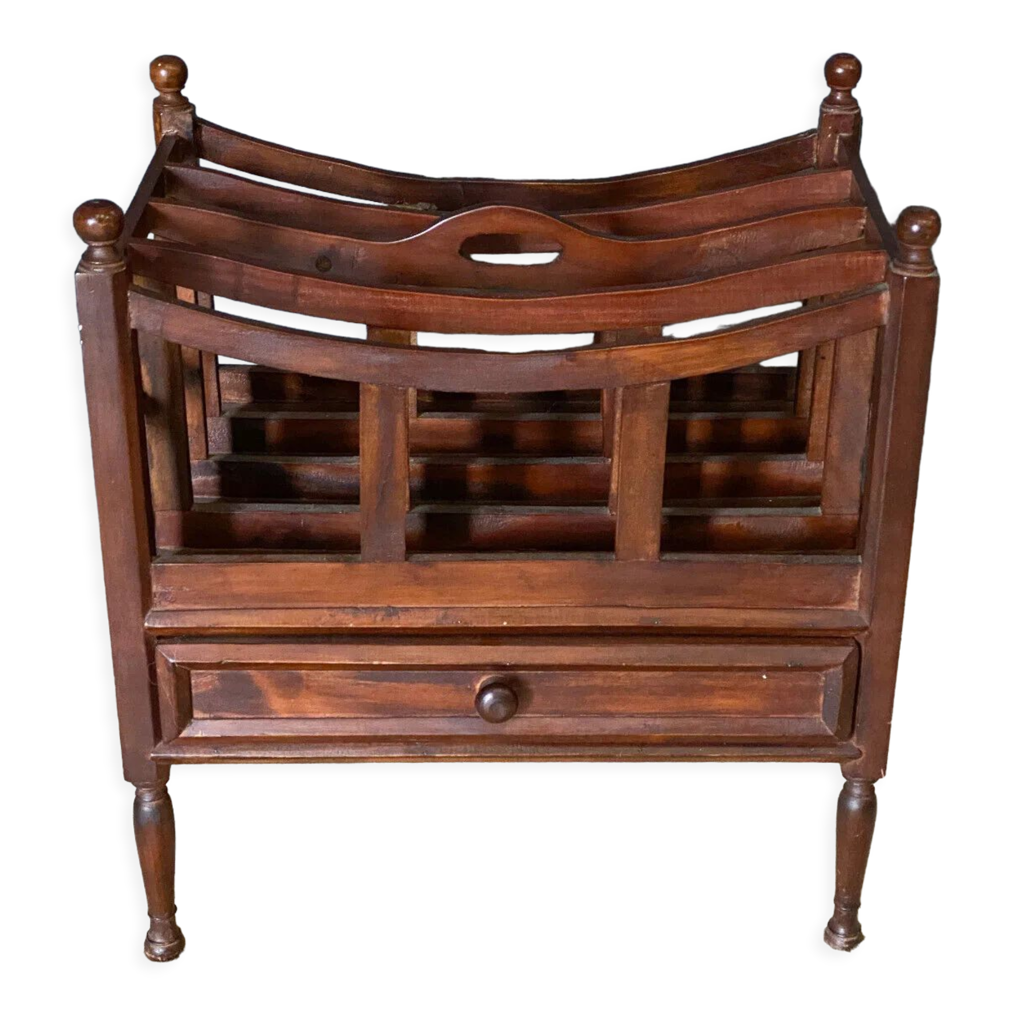 English mahogany magazine holder 1 drawer Mid-twentieth