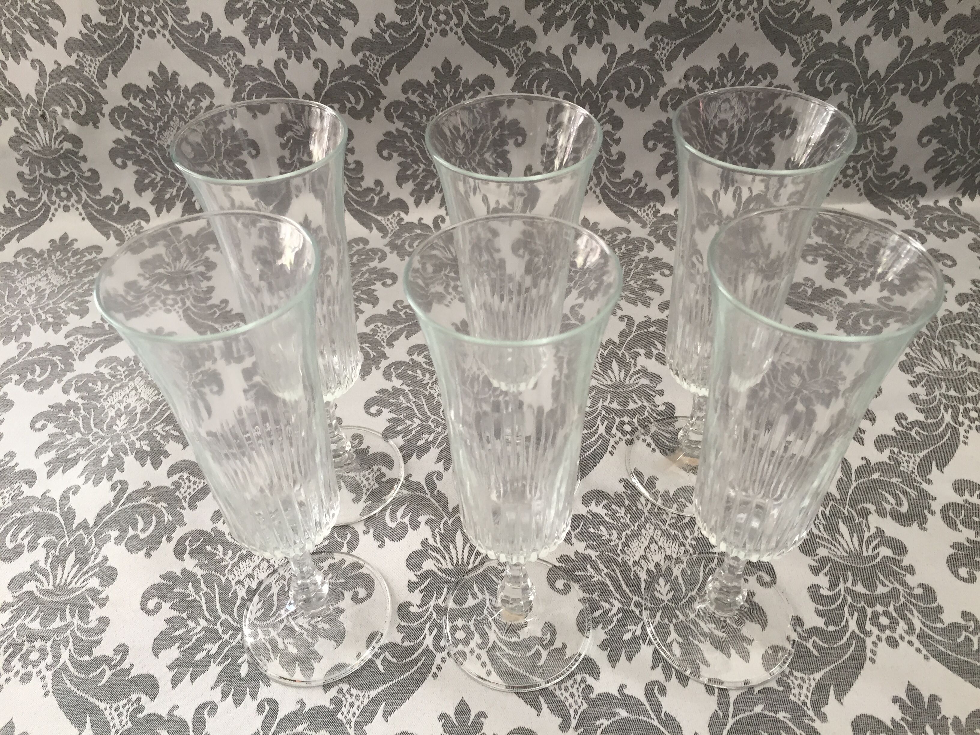 Champagne pressed molded glass flutes