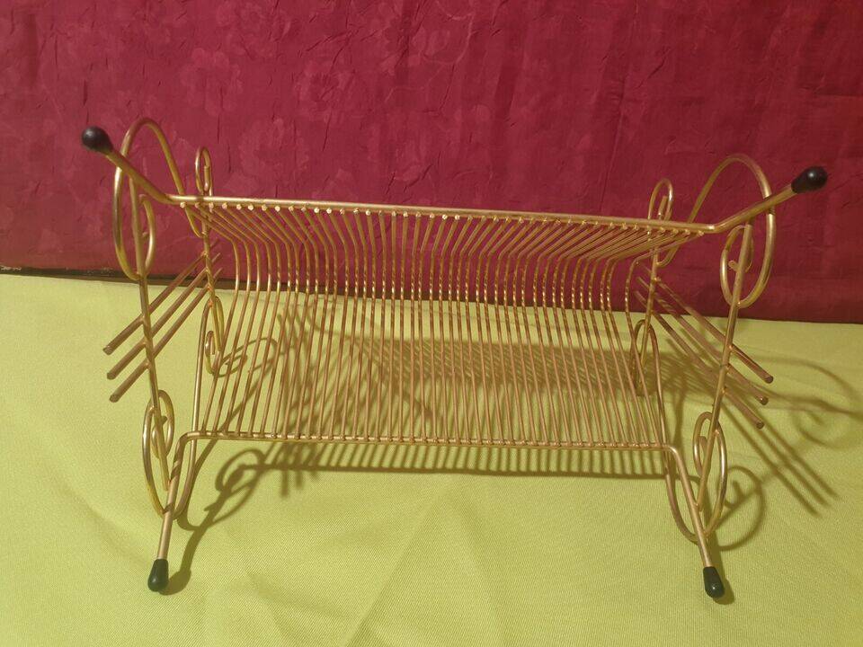 Vintage gold vinyl record storage rack
