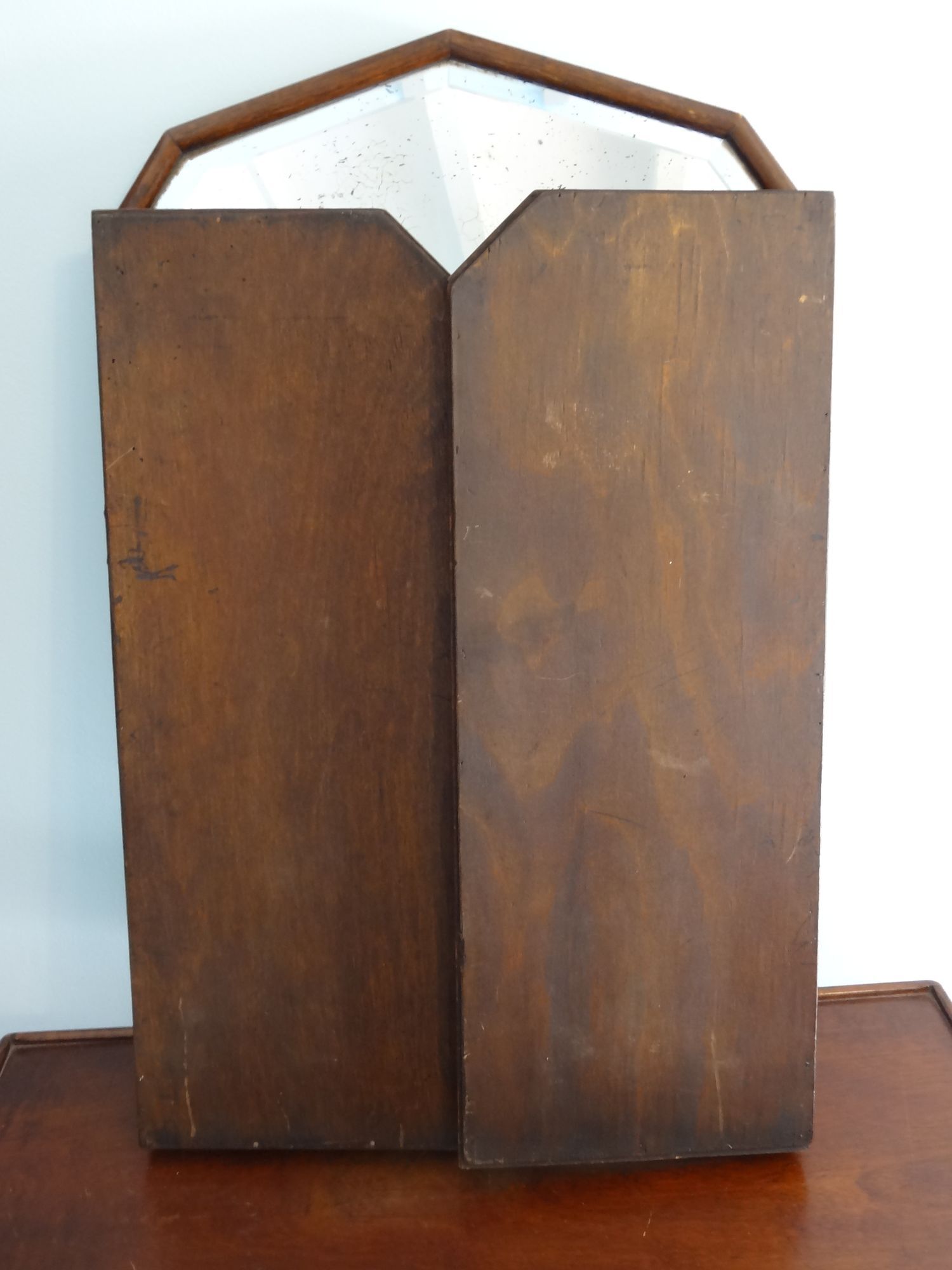 Triptych mirror 1900 with beveled mirrors, 88/42 x 68 cm