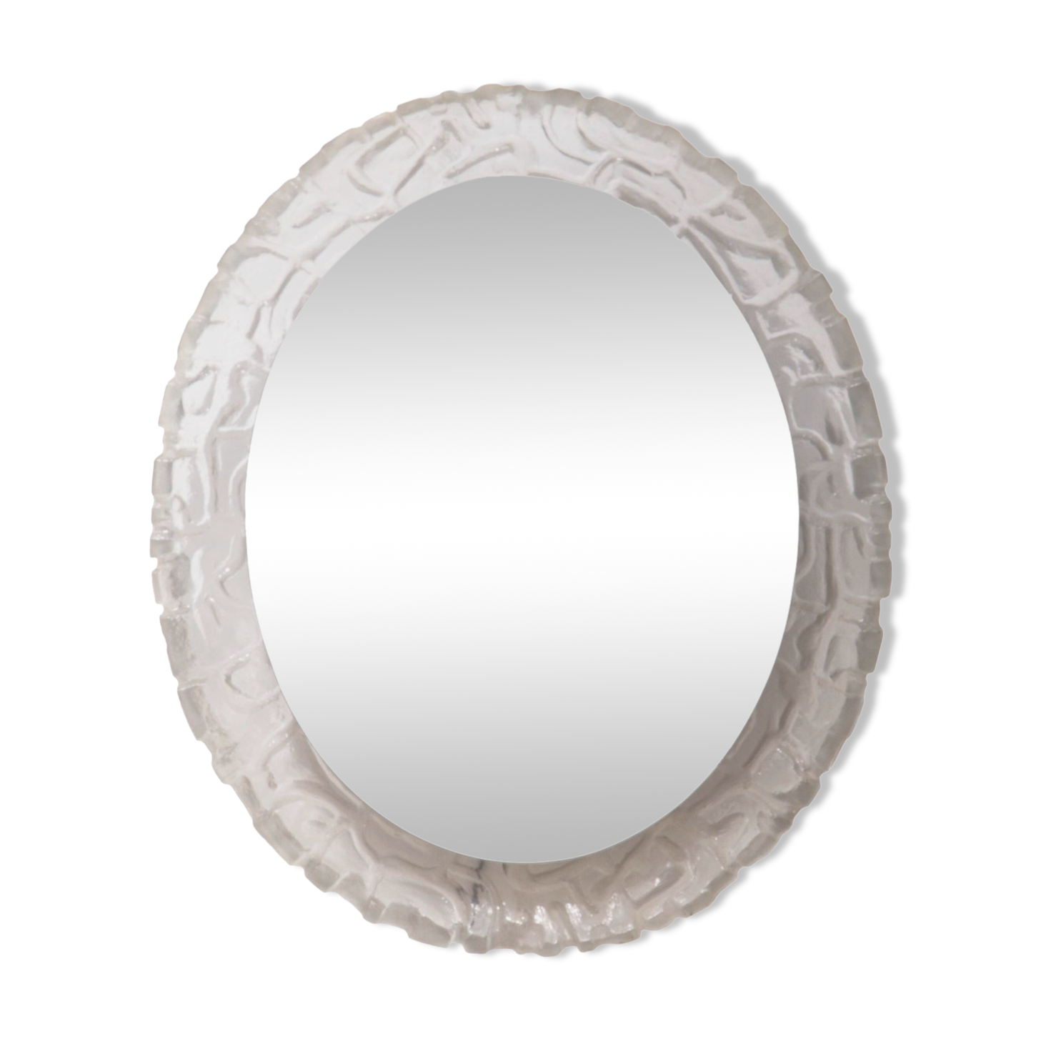 Miroir mural de salle de bain ovale avec éclairage et bord en plexiglas - Hillebrand