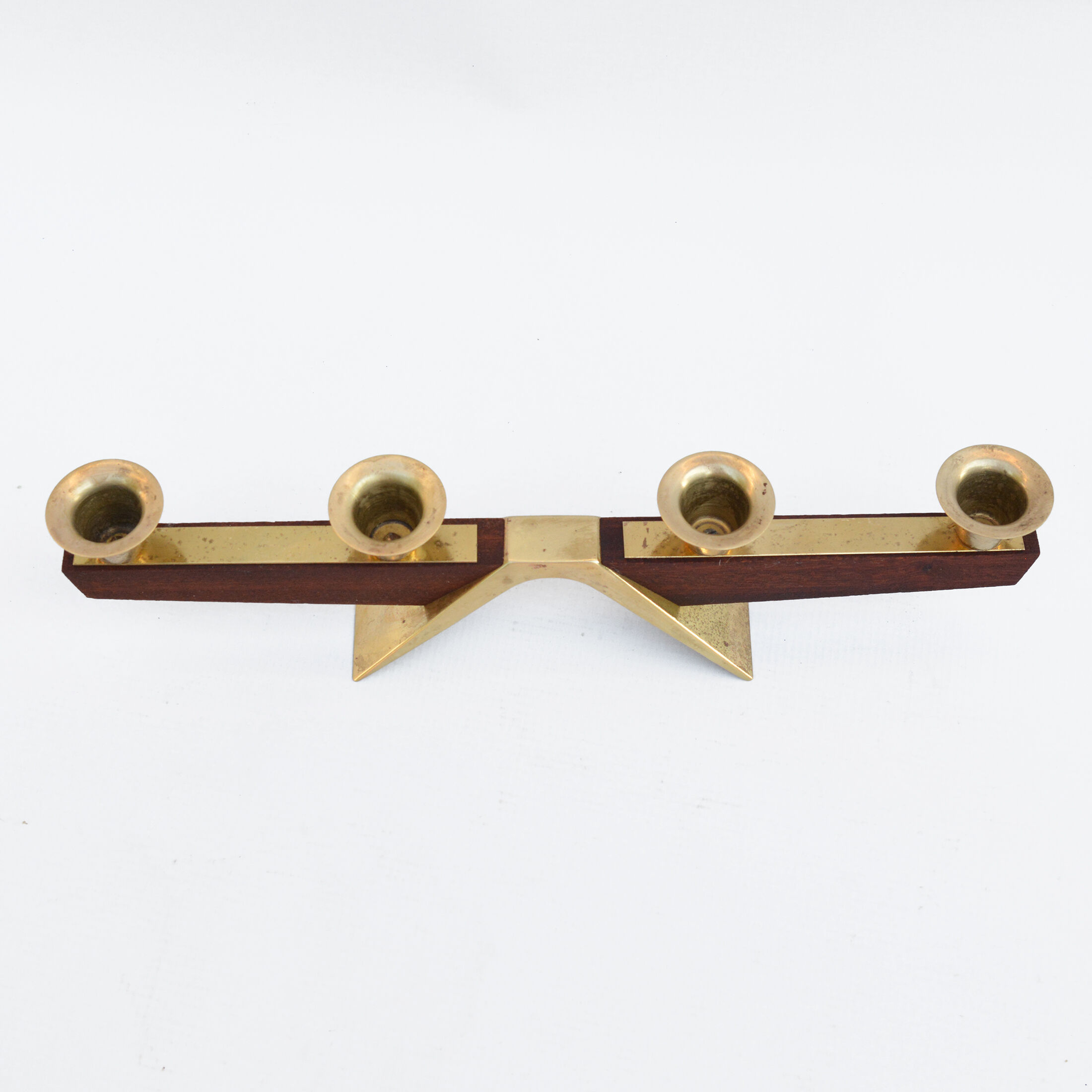 Teak two-arm candlestick, Denmark, 1970s