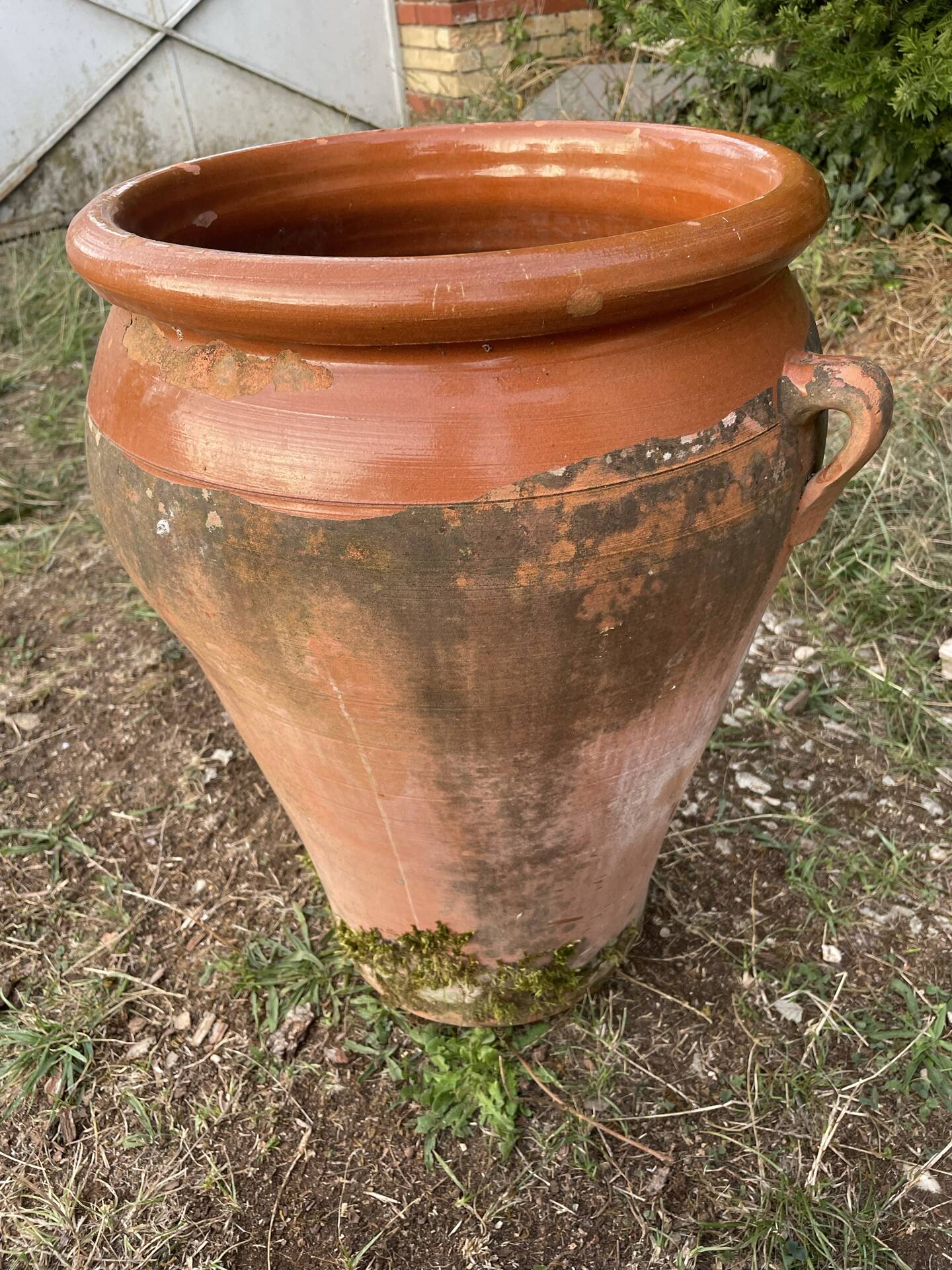 Large ancient jar in glazed terracotta – H. 56 cm