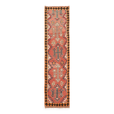 Turkish Handwoven Vintage Herki Kilim 95 cm x 344 cm