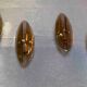Four Veca wall lights, smoked glass, double light, Italy 1970's