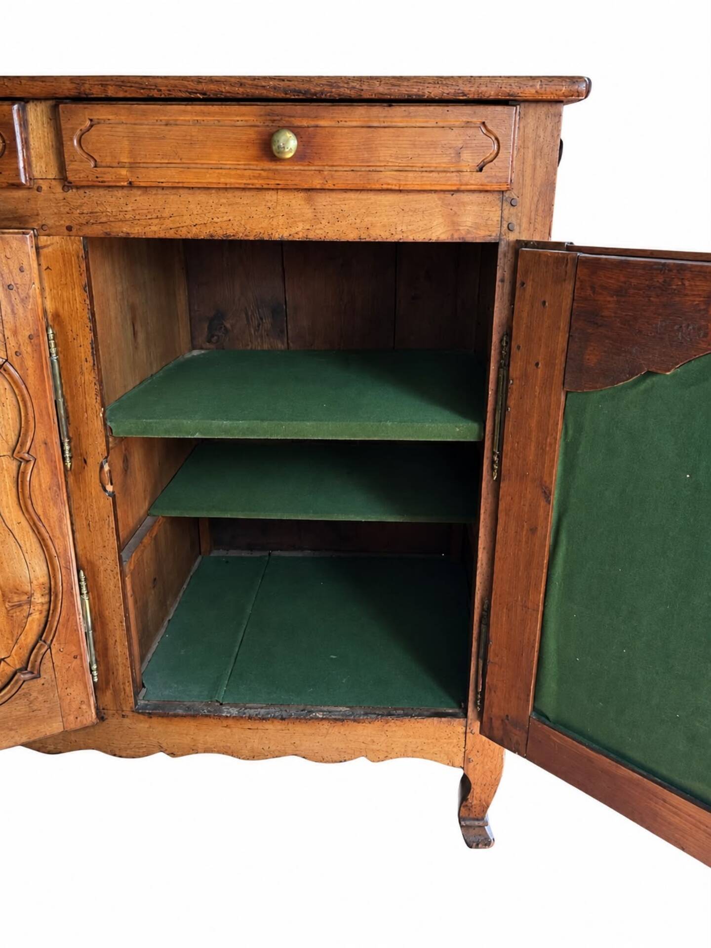 Enfilade of three Louis XV style doors in cherry wood from the 19th century.