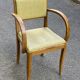 Fauteuil de bureau bridge bois courbé et cuir jaune