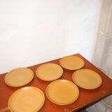 Vintage grès speckled  stoneware dinner plates * set of 6 * minimal mid-century tableware * 24.5 cm