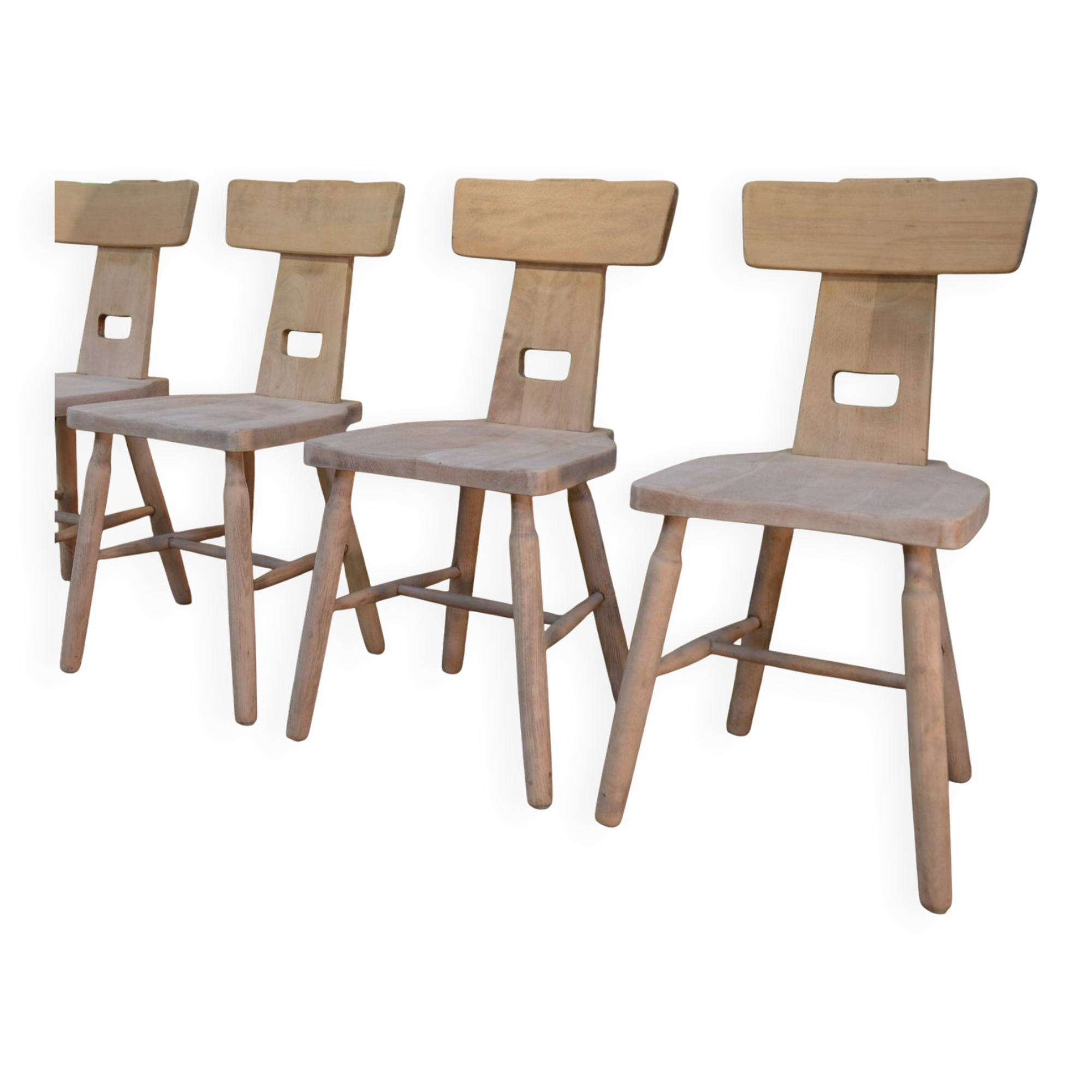Set of 3 beech chairs 1960