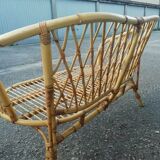 Old wicker rattan armchair