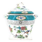 Sucrier porcelaine Minton, décor 3084 Cuckoo, coucou bleu, excellent état.