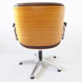 Chaise de bureau en cuir Stoll Giroflex par Karl Dittert moderne du milieu du siècle